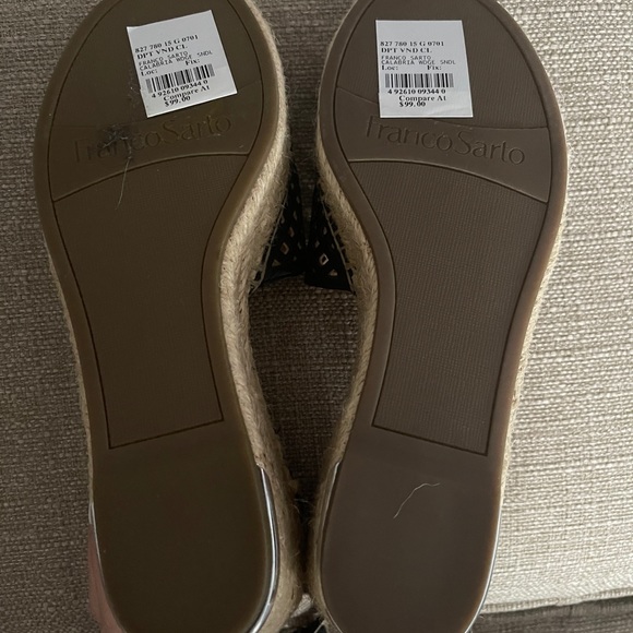 Franco Sarto Leather Woven Espadrille Wedges - Picture 9 of 12